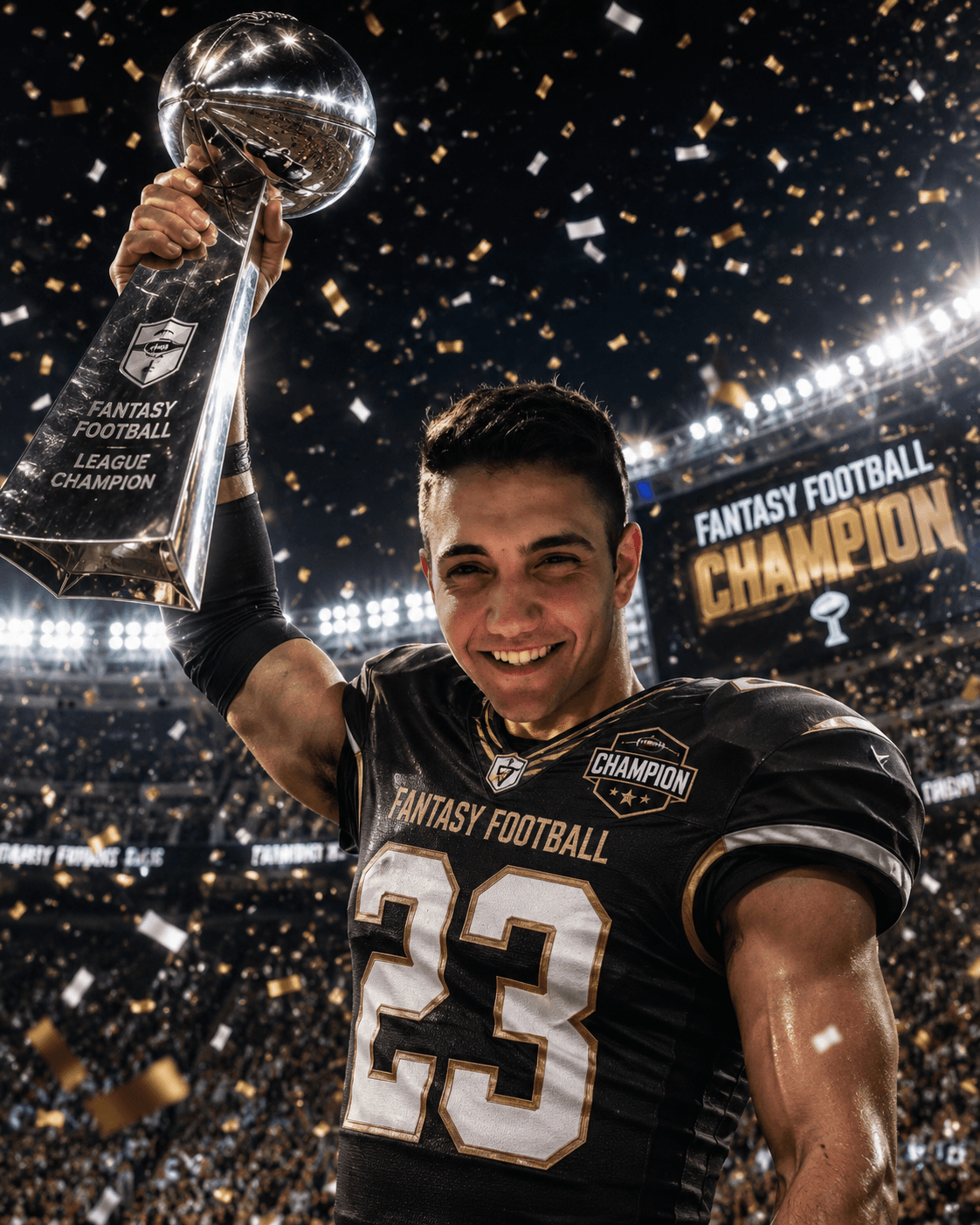 Marc holding the Couch QBs championship trophy